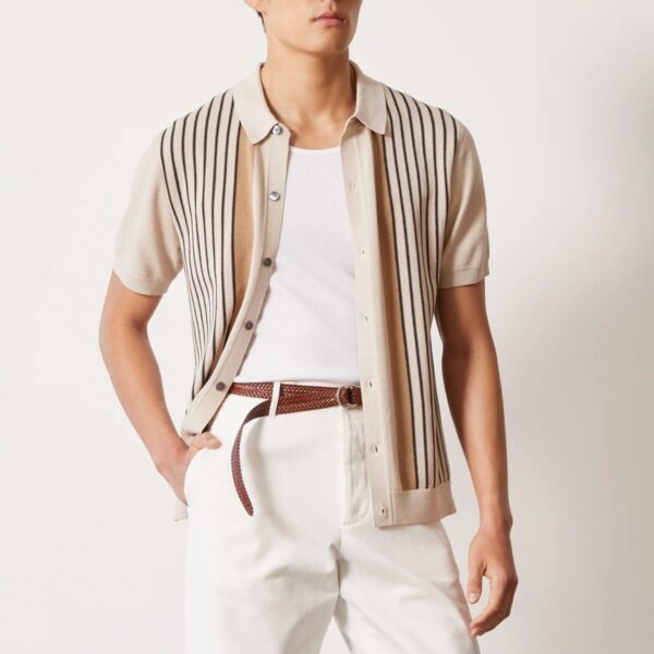 Men’s Striped Knit Polo – Lightweight & Summer-Read