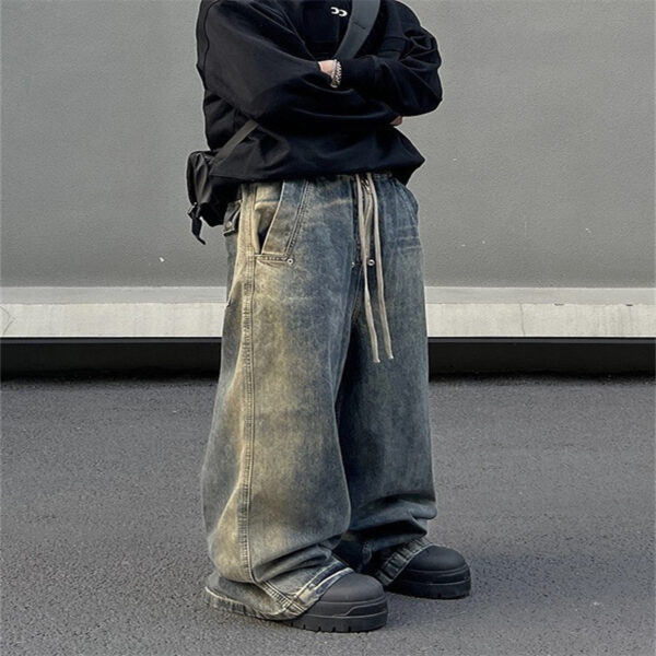 Men’s Retro Washed Gradient Jeans – Stylish Fade Look
