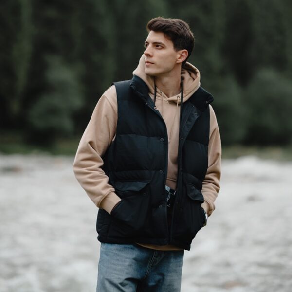 Men’s White Duck Down Vest – Water-Resistant, Windproof & Warm