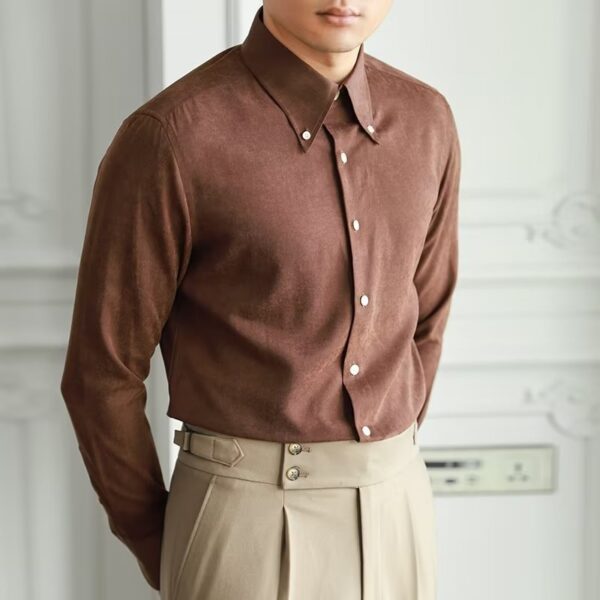 Men’s Minimalist Art-Inspired Shirt – Relaxed & Trendy Solid Color Style