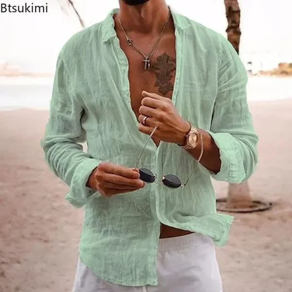 Men’s 2025 Cotton Linen Shirt – Simple, Loose & Holiday Ready