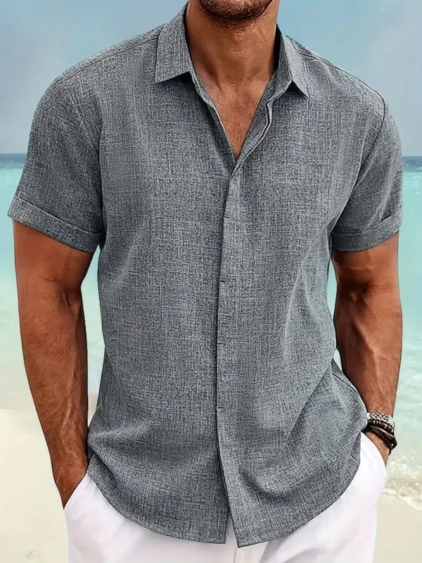 Summer Trend Cotton Linen Shirt – Loose & Casual Beach Style for Men