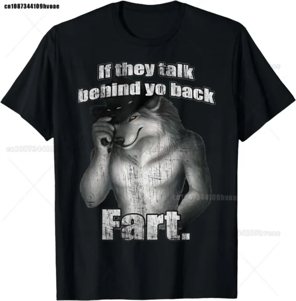 Fart Wolf Funny Harajuku Retro Tee – Men’s Cotton T-Shirt