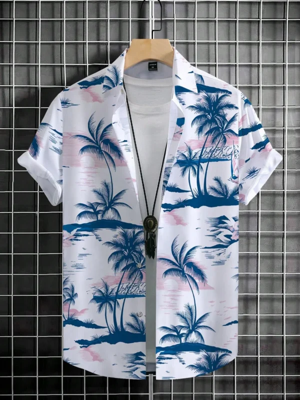 Coconut Tree Print Shirt – Summer Resort Vibes for Men