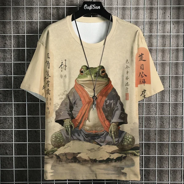 Japanese Ukiyo-e Animal Print Oversized Tee – Casual Loose Fit