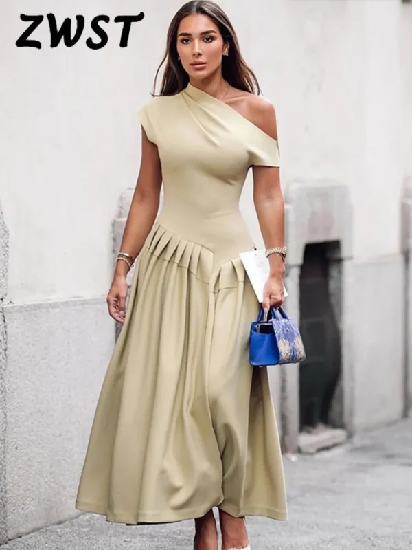 Elegant Off-Shoulder Long Dress – Summer Holiday Look for Women