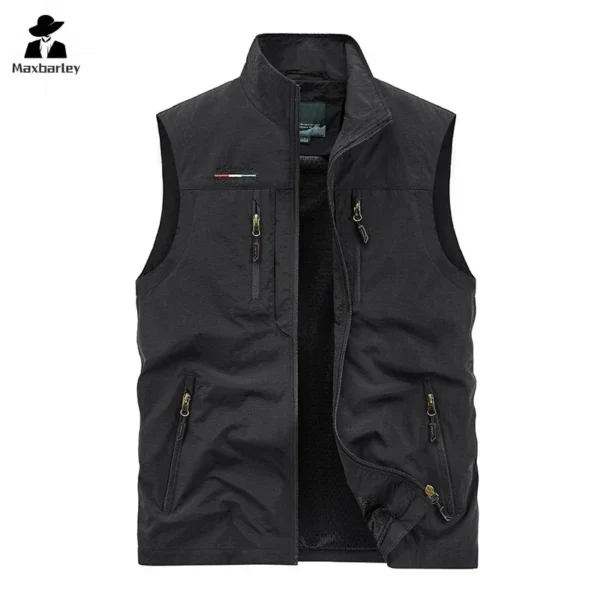 Men’s 2025 Outdoor Utility Vest – Sleeveless, Multi-Pocket for Camping, Fishing & Work