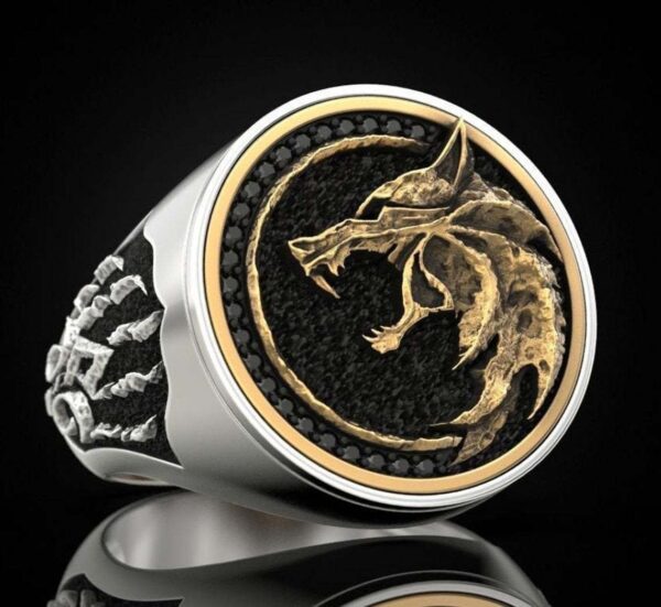 Viking Warrior Ring – Vintage Two-Tone Design for Men