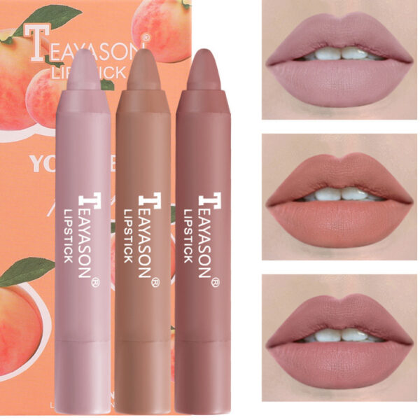 3-Pack Matte Velvet Lipstick Crayons – Soft Bean & Milk Tea Shades