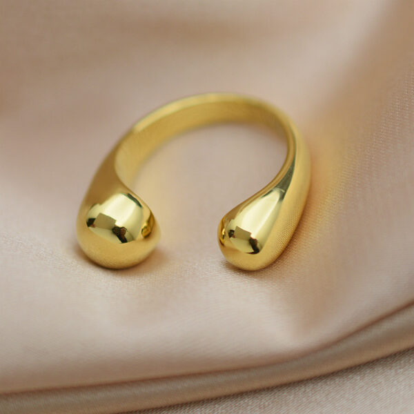 Gold Geometric Ball Square Ring