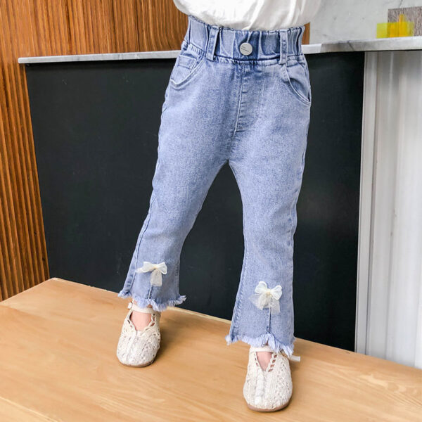 Girls Flared Bow Stretch Jeans