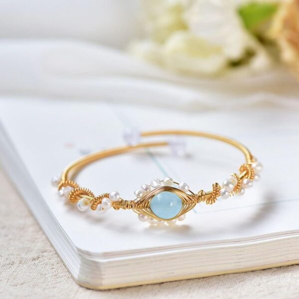 Vintage Gold Braided Pearl Bracelet