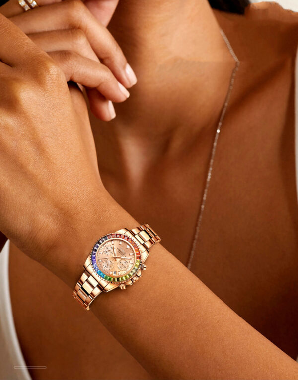 Colored Diamond Steel Band Watch
