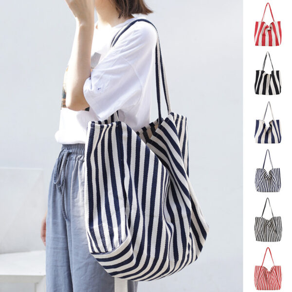 Striped Canvas High-Capacity Tote