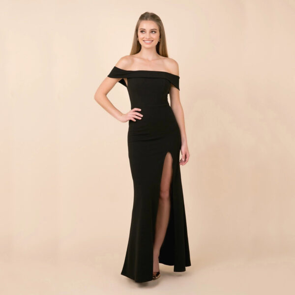Elegant Boat-Neck Evening Dress