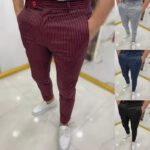 Men’s Thin Striped Slim Casual Pants