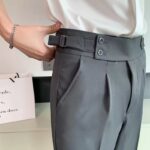 Men’s Draped Cropped Modern Suit Pants