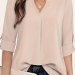 Chic Solid V-Neck Blouse Women