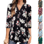 Women’s V-Neck Floral Long-Sleeve Blouse