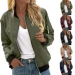 Chic Vintage Zipper Bomber Jacket Women